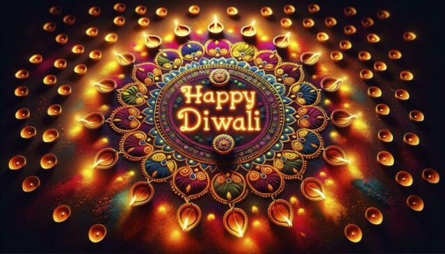 a-traditional-rangoli-pattern-made-of-vibrant-colored-powders-happy-diwali-ai-generative-photo